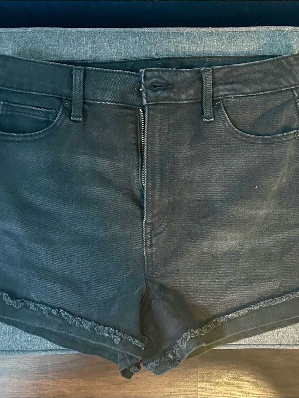 Kendall & Kylie Washed Black Frayed Hem Denim Shorts